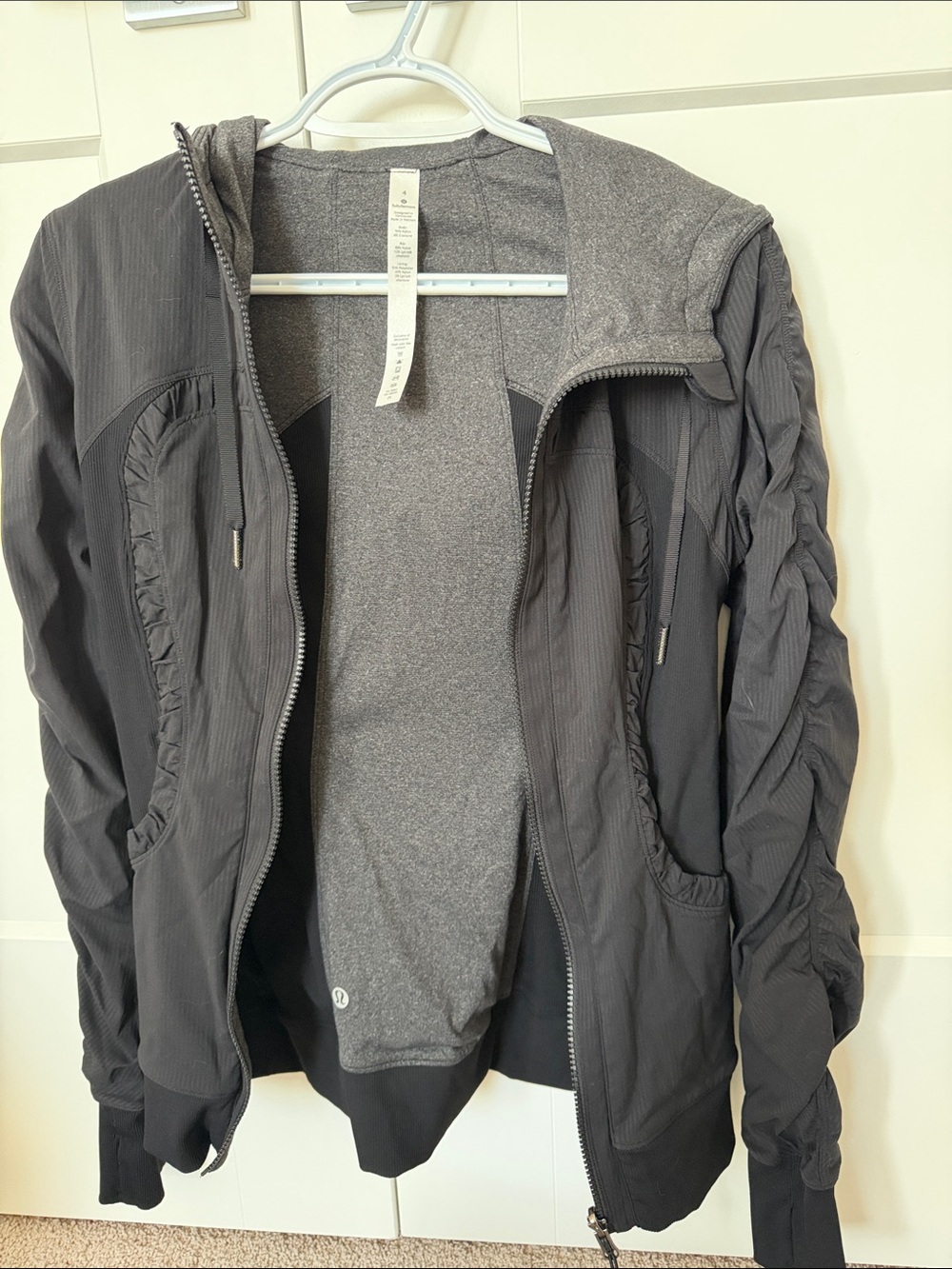 Lululemon Reversible Black and Gray Lightweight Hooded Jacket